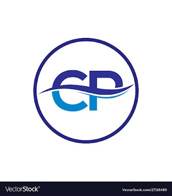 C and p swoosh initial logo letters vector image