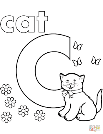 C is for Cat coloring page | Free Printable Coloring Pages
