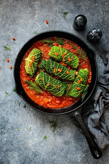 Cabbage rolls with mince meat and tomato sauce - delicious idea for a meal ! :)