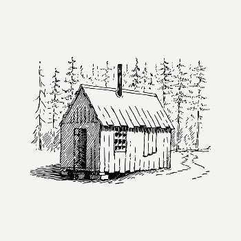 Cabin in forest collage element, | Free PSD Illustration - rawpixel