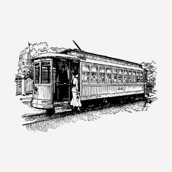 Cable car drawing, vintage transportation | Free Photo - rawpixel