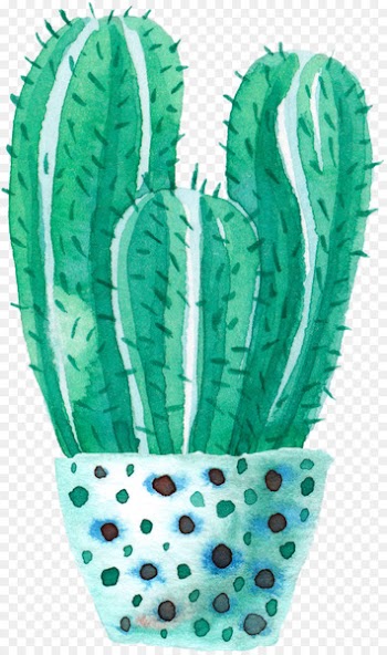 Cactaceae Watercolor painting - Watercolor potted cactus 