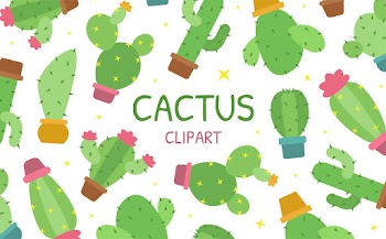 Cactus clipart. Cacti vector illustration set