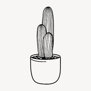 Cactus doodle clipart, cute black | Free PSD Illustration - rawpixel