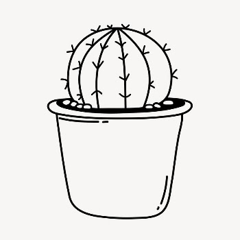 Cactus doodle clipart, cute black | Free PSD Illustration - rawpixel