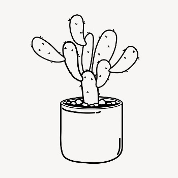 Cactus doodle clipart, cute black | Free PSD Illustration - rawpixel