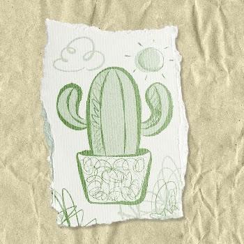 Cactus doodle sticker, ripped paper | Free PSD - rawpixel