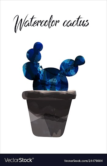 Cactus isolated on white background watercolor vector image