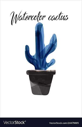 Cactus isolated on white background watercolor vector image