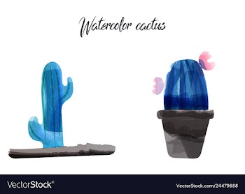Cactus isolated on white background watercolor vector image