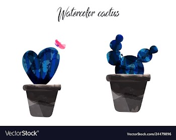 Cactus isolated on white background watercolor vector image