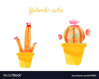 Cactus isolated on white background watercolor vector image