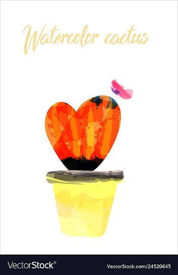 Cactus isolated on white background watercolor vector image