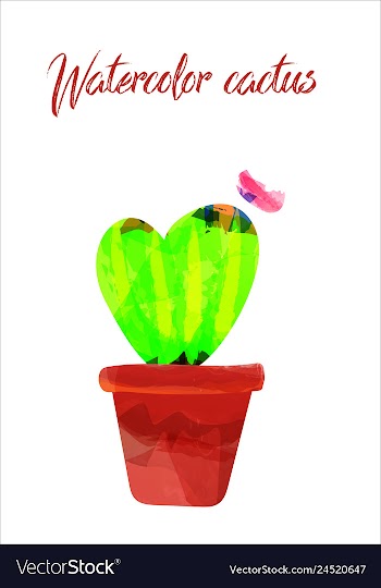 Cactus isolated on white background watercolor vector image