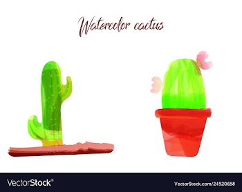 Cactus isolated on white background watercolor vector image
