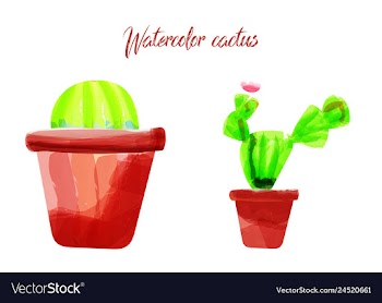 Cactus isolated on white background watercolor vector image