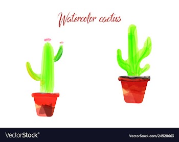 Cactus isolated on white background watercolor vector image