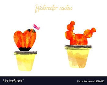 Cactus isolated on white background watercolor vector image