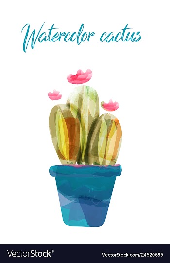 Cactus isolated on white background watercolor vector image