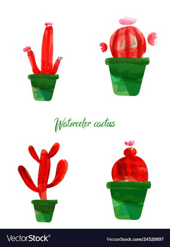 Cactus isolated on white background watercolor vector image