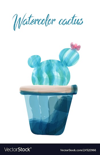 Cactus isolated on white background watercolor vector image