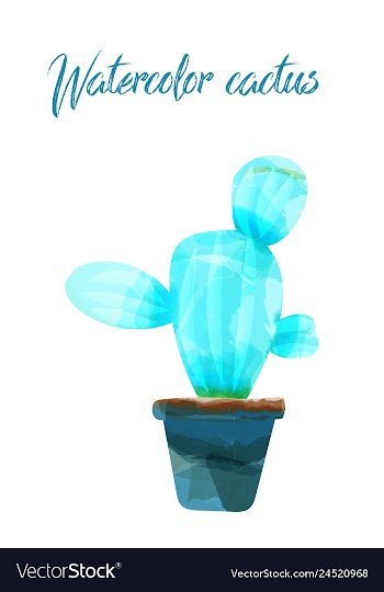 Cactus isolated on white background watercolor vector image