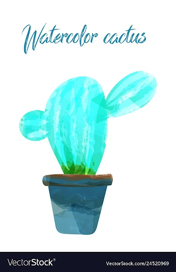 Cactus isolated on white background watercolor vector image