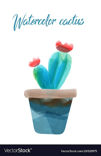 Cactus isolated on white background watercolor vector image