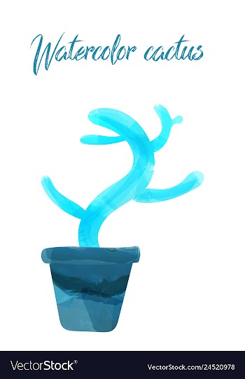 Cactus isolated on white background watercolor vector image