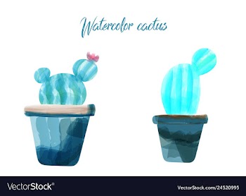 Cactus isolated on white background watercolor vector image