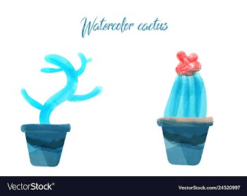 Cactus isolated on white background watercolor vector image