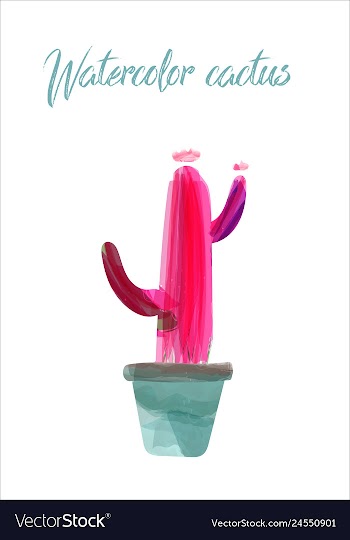 Cactus isolated on white background watercolor vector image