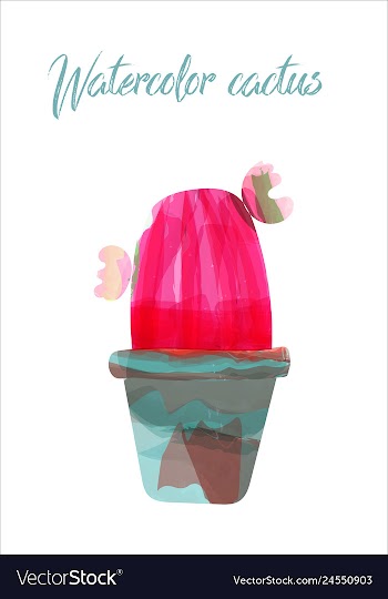 Cactus isolated on white background watercolor vector image