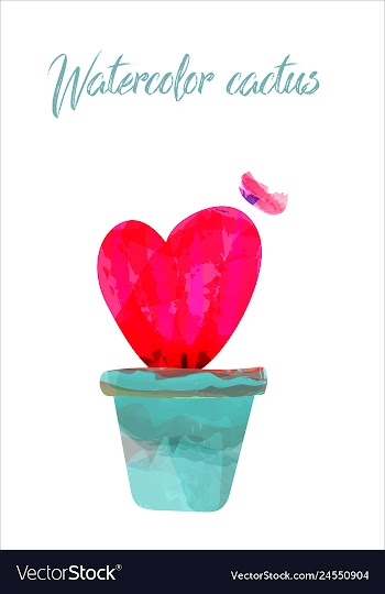 Cactus isolated on white background watercolor vector image