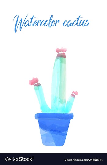 Cactus isolated on white background watercolor vector image