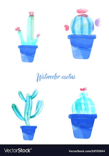 Cactus isolated on white background watercolor vector image