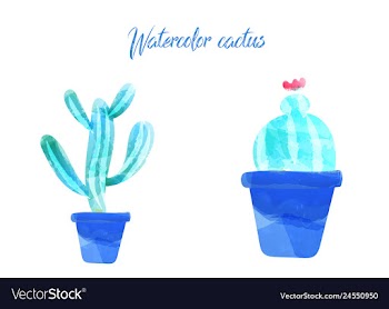 Cactus isolated on white background watercolor vector image