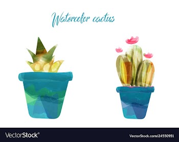 Cactus isolated on white background watercolor vector image