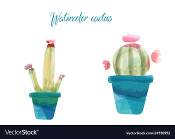 Cactus isolated on white background watercolor vector image