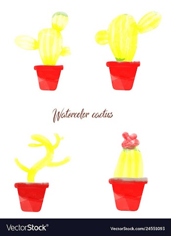 Cactus isolated on white background watercolor vector image