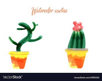 Cactus isolated on white background watercolor vector image