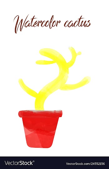 Cactus isolated on white background watercolor vector image
