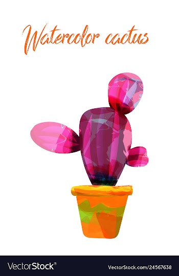 Cactus isolated on white background watercolor vector image