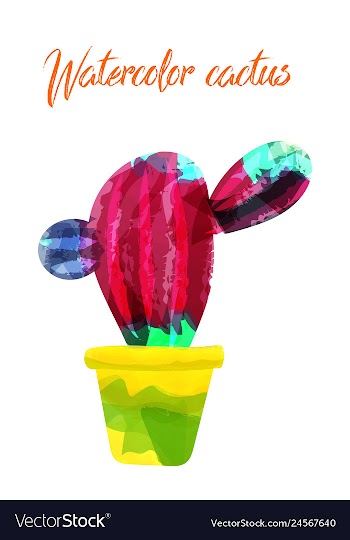 Cactus isolated on white background watercolor vector image