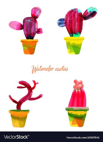 Cactus isolated on white background watercolor vector image