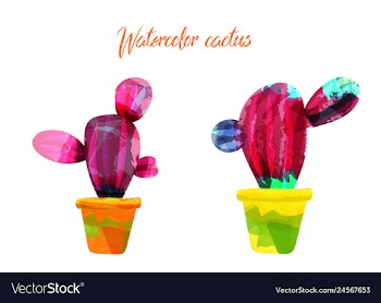 Cactus isolated on white background watercolor vector image