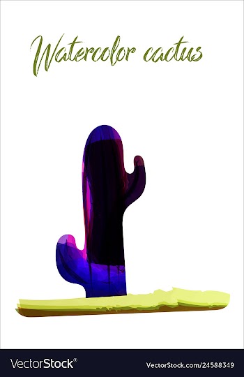 Cactus isolated on white background watercolor vector image