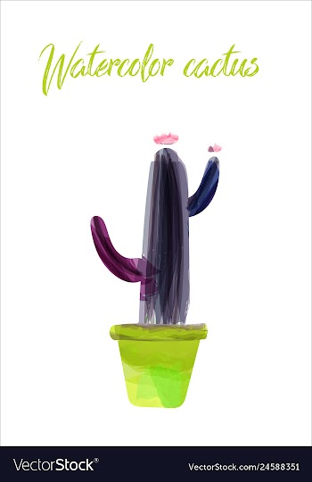 Cactus isolated on white background watercolor vector image