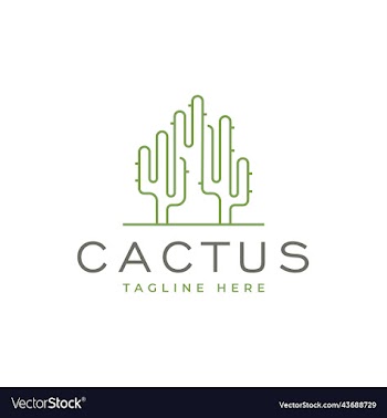 cactus plant logo line art symbol