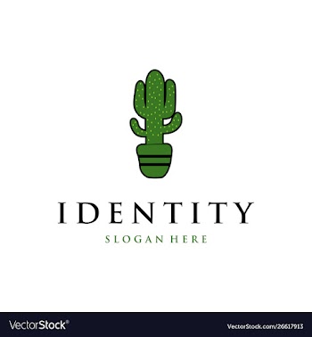 Cactus pot creative logo design vector image